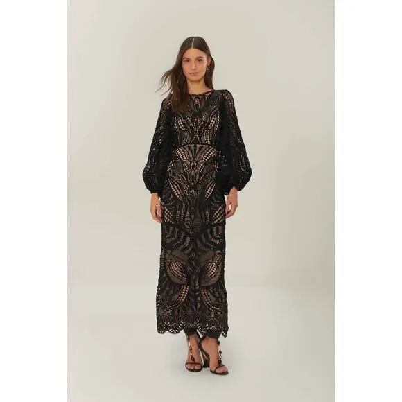 knee length dresses for ladies Pink Guipire Maxi Dress – FARM Rio